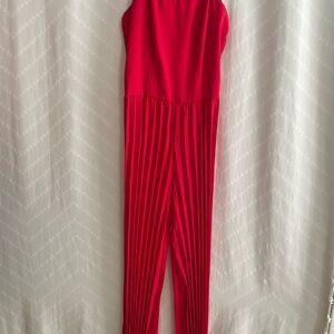 Elegant Red pleated Jumpsuit with removable straps